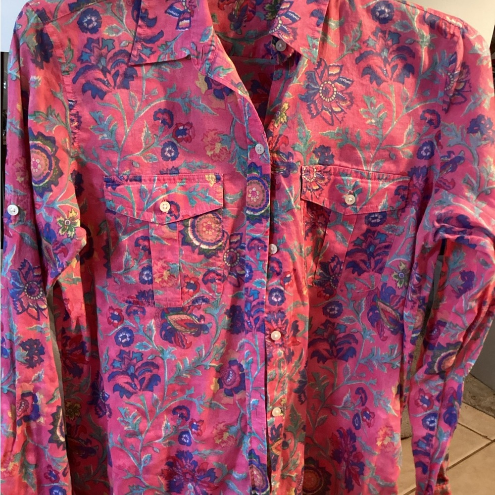 Ralph Lauren Jeans LRL Longsleeve 100% Cotton Size S/P Pink blue green floral